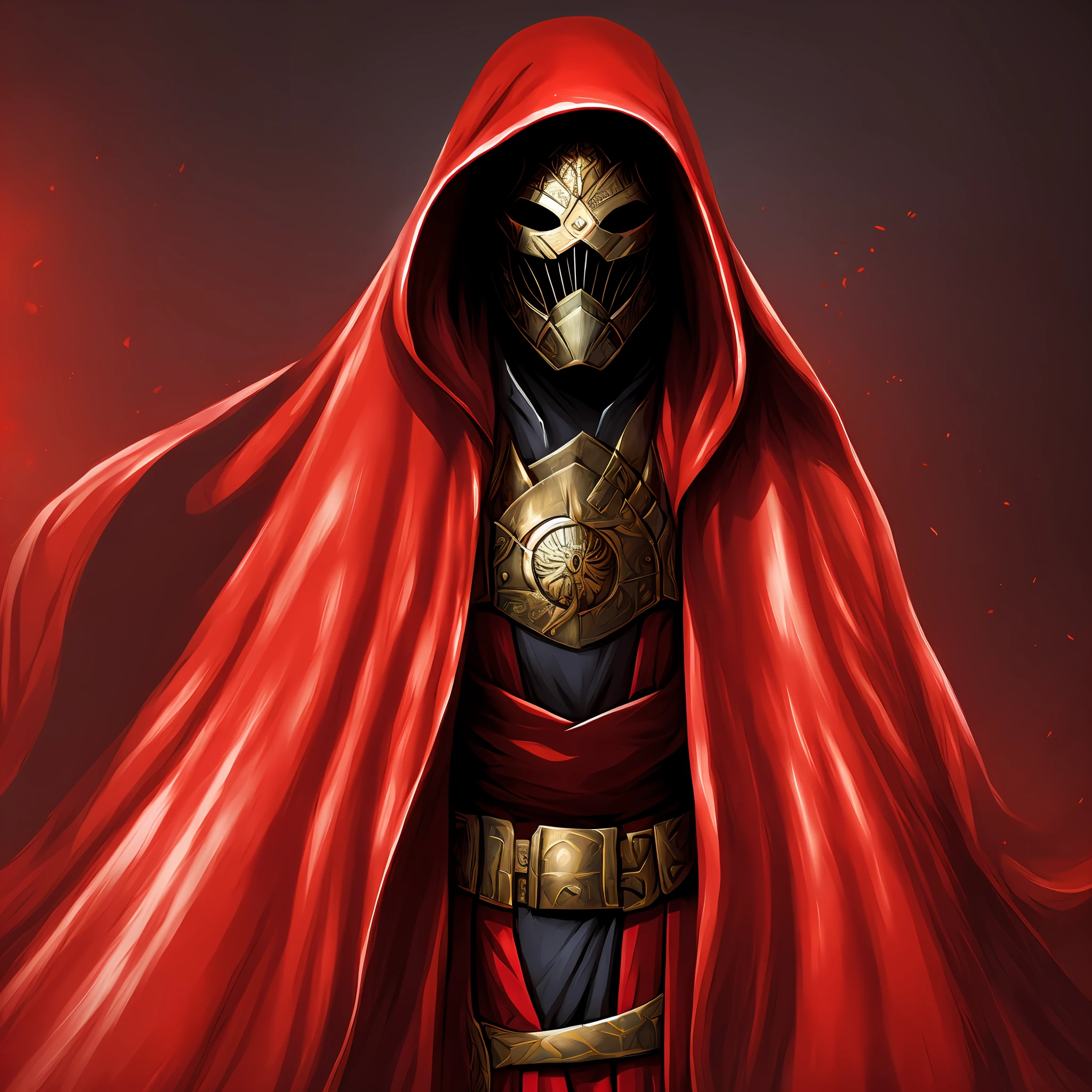 盜賊的首領、災難々Shishi Armor、面具、紅色斗篷、背景黑暗--自動