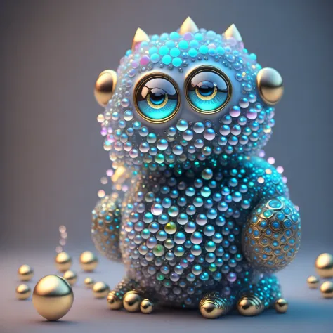 Photo of DivineStatue cute, cute little monster, made of crystal balls, highly detailed complex concept art trend with low-poly ...