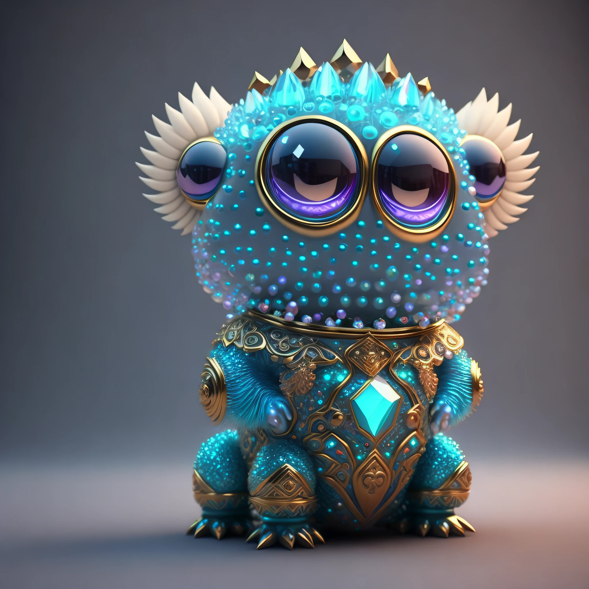 Photo of DivineStatue cute, cute little monster, made of crystal balls, highly detailed complex concept art trend with low-poly eyes artstation 8k, no background