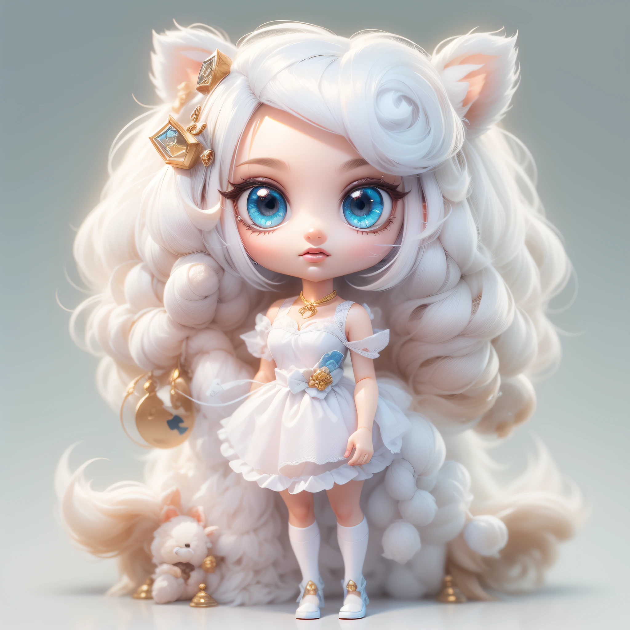 Masterpiece,High Quality,High resolution,The highest resolution,White background,solid color background,transparent background,no background,remove background,Complicated details,Highest quality,game icon,game icon institute,cartoon_style,full body,Cute Fluffy Barbie Monster,all separated