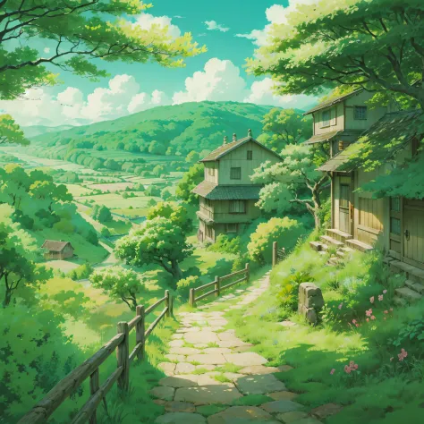 animesque、Background art、Beautiful Landscapes、Deities々Shikai、Natural objects、Studio Ghibli style、You can feel the feel of the br...