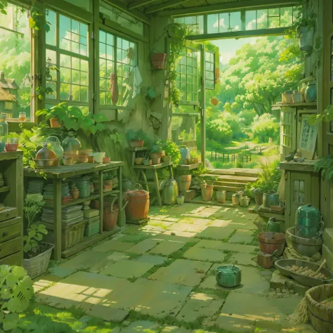 animesque、Background art、Beautiful Landscapes、Deities々Shikai、Natural objects、Studio Ghibli style、You can feel the feel of the brush、countryside view