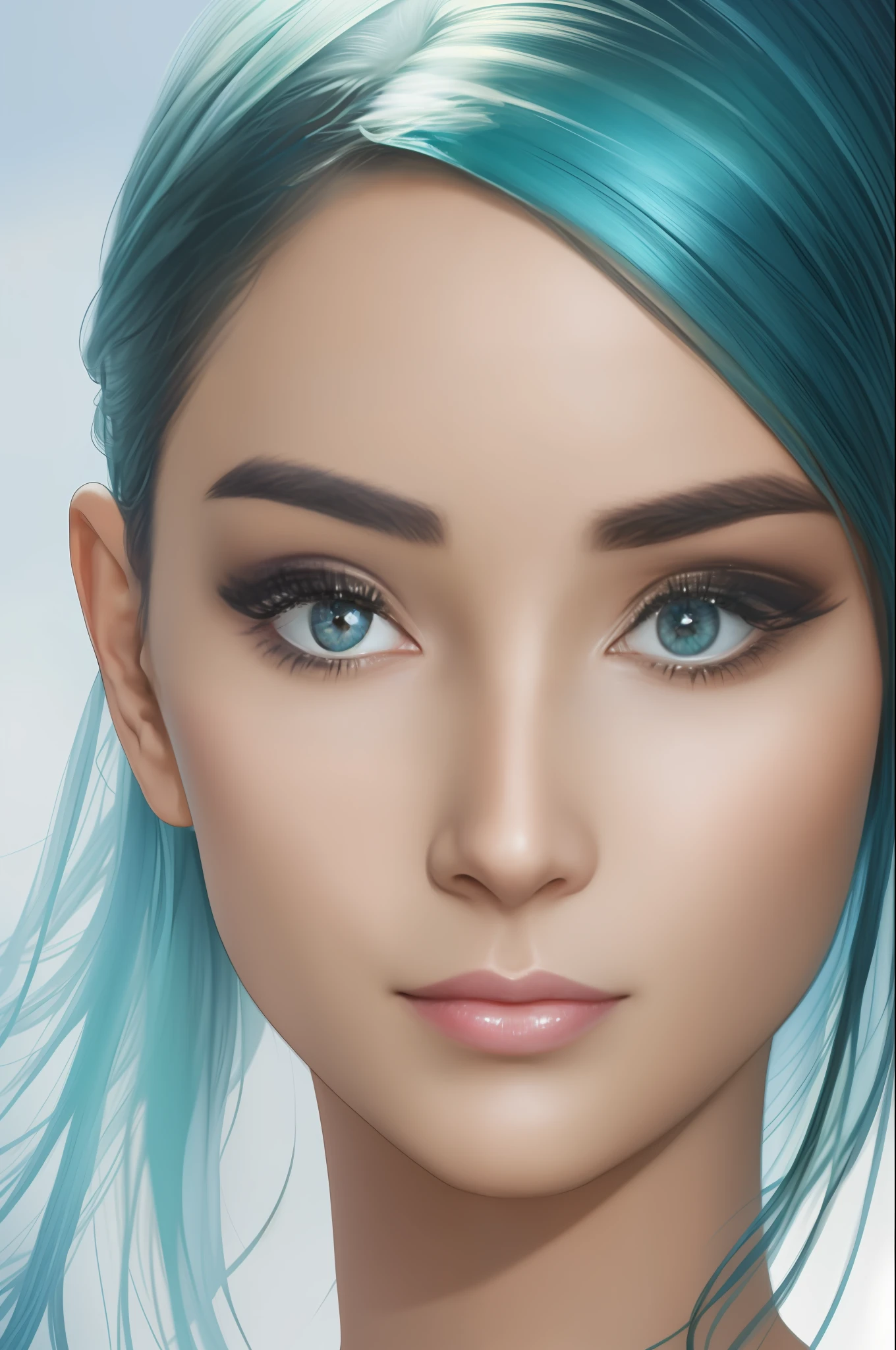 Masterpiece, best quality, 8k, hdr, realistic art, Beautiful face of a girl, big eyes, pretty face, perfect ratio, skin details, aqua eyes, art by loish, watercolour, 90mm lens,