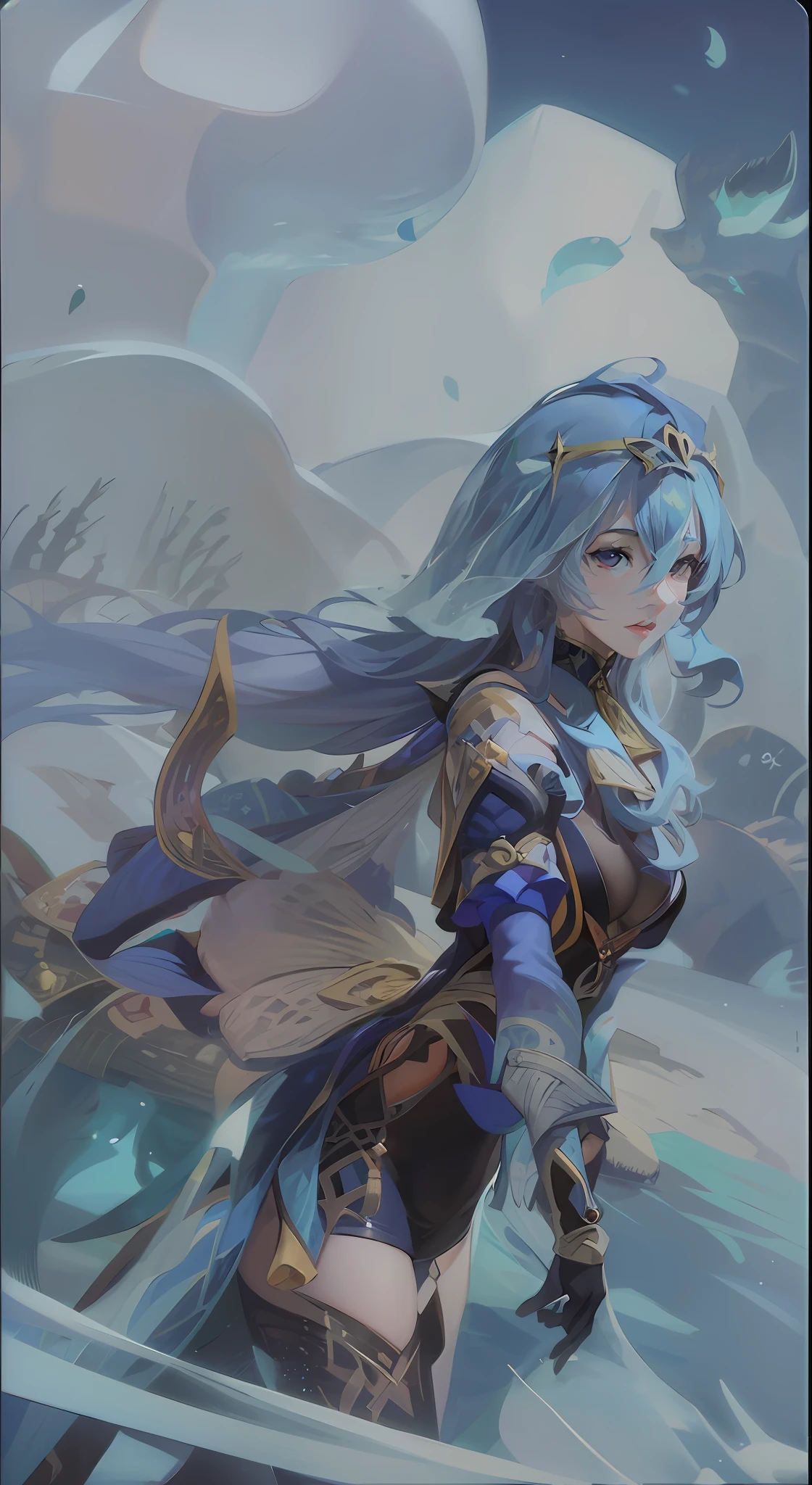 There was a woman with a sword and a blue dress, Extremely detailed Artgerm, Art germ on ArtStation Pixiv, wlop rossdraws, Portrait Chevaliers du Zodiaque Fille, 8K high quality detailed art, Keqing from Genshin Impact, ! Dream art germ, Art germ. High detail, Fanart Meilleure ArtStation, artgerm detailed