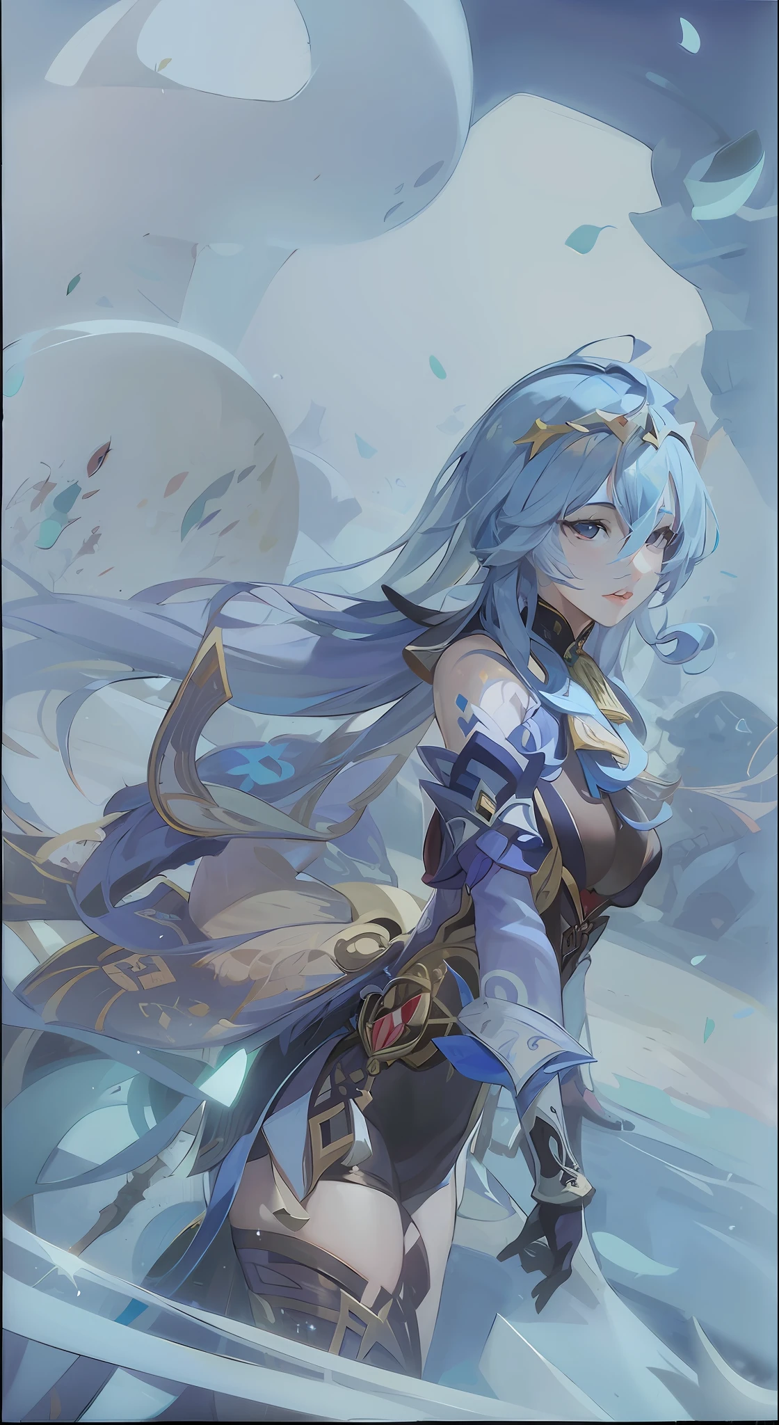 Anime - style painting of a woman with blue hair and a sword, Portrait Chevaliers du Zodiaque Fille, Extremely detailed Artgerm, Keqing from Genshin Impact, Art germ on ArtStation Pixiv, ! Dream art germ, art-style, artgerm 4 k, Fanart Meilleure ArtStation, Art germ. anime illustration