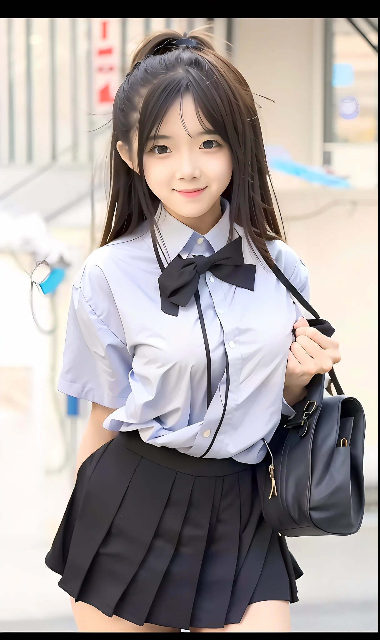 anime girl in a school uniform - SeaArt AI