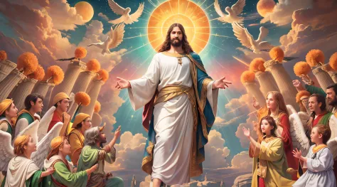 Imagem Ultrarrealista 8K: The Splendor of the Third Heaven with Jesus and God the Father!
Nesta imagem espetacular de ultrarreal...