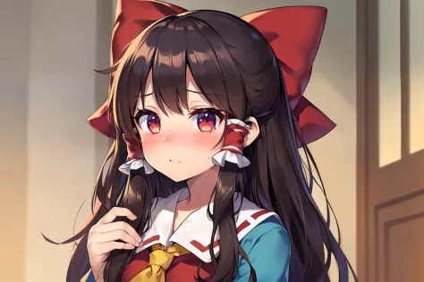 Borei Reimu，embarrassed from，with blush cheeks