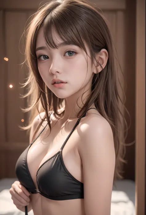 1girl in, Solo, bikini of, blond girl, a blond, (look at viewr:1.2), In the room,(Particle:1.2),Particle,Photorealistic, Detailed skin texture, (blush:0.5), (Goosebumps:0.5), Subsurface scattering, (nffsw++:1.10), Ultra high definition, Best Quality, enhan...