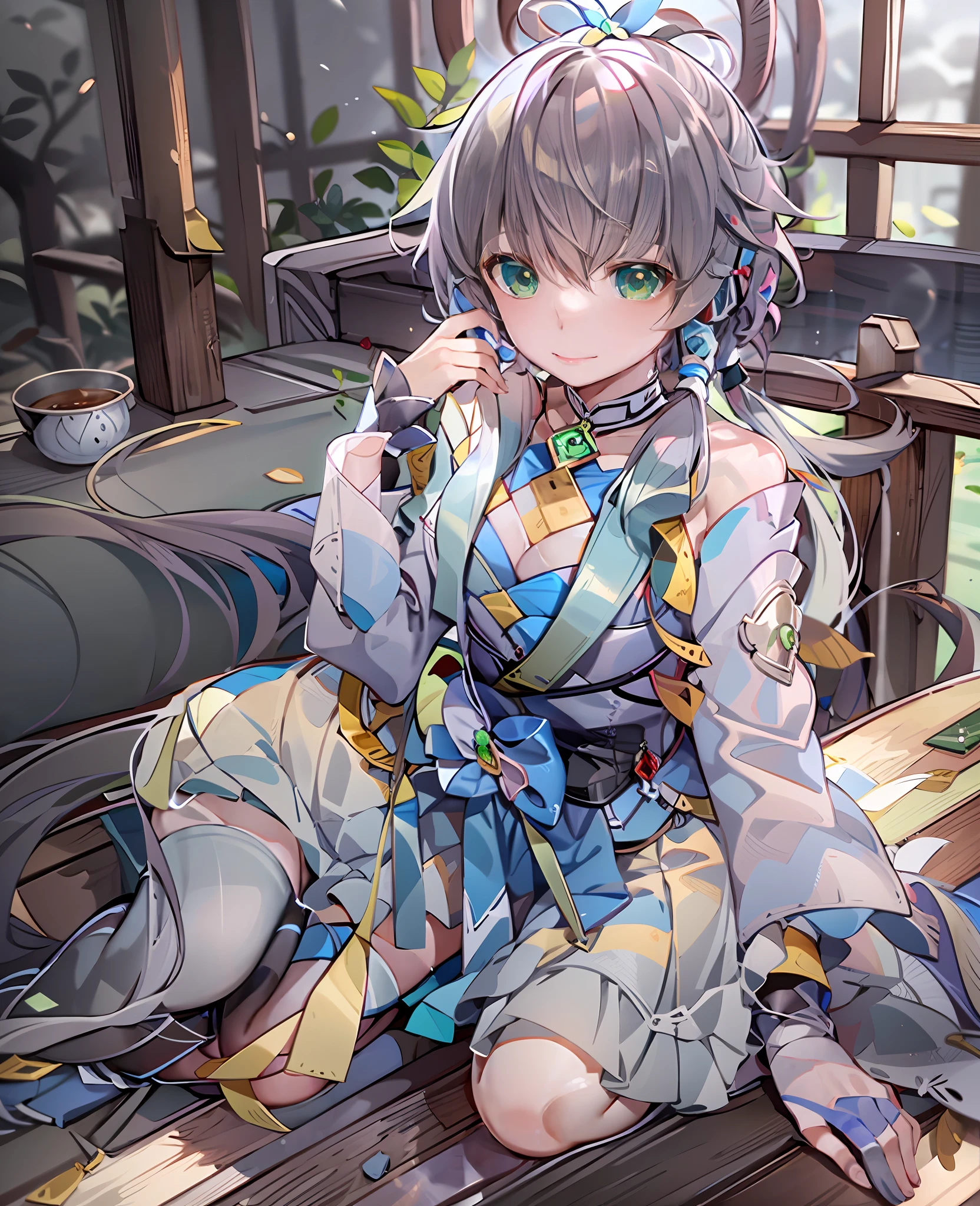 Luo Tianyi，sofe，Sit upright，closeup cleavage，k hd