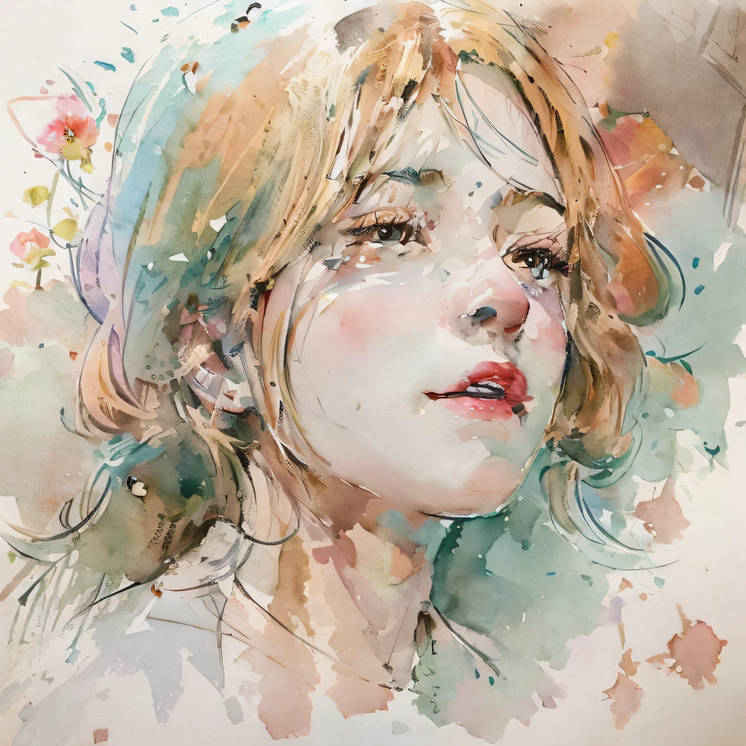 painting of a woman with a flower in her hair, watercolor detailed art, watercolour painting style, colorful sketch, inspired by Yanjun Cheng, watercolor colored painting, Watercolor illustration style, trending on artstration, A beautiful artwork illustration, Beautiful art UHD 4 K, watercolor digital painting, rossdraws pastel vibrant, aquarelle, Detailed painting 4 K, watercolor paiting, redheadwear