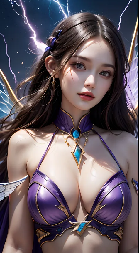 Beautiful demon girl，（best qualtiy，8K，tmasterpiece:1.3），Goose egg face，largeeyes，long eyelasher，With bangs，Cool handsome，Domineering，Exquisite（live-action realistic style），Star-like eyes，Ultimate face，Photorealistic light and shadow，Clear facial features，M...