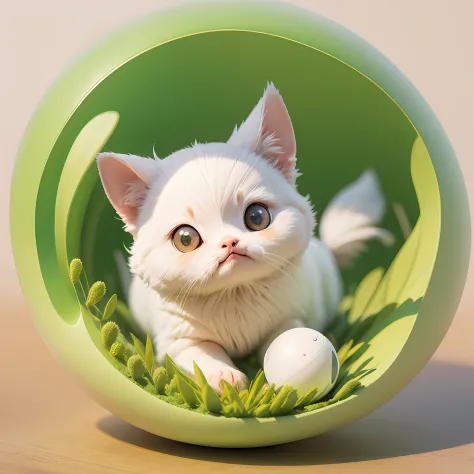 A creature, cute, white, spherical, floating