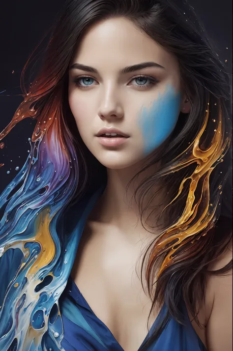 Colorful beautiful girl: a giru 28-years old, messy hair, oil painting ...