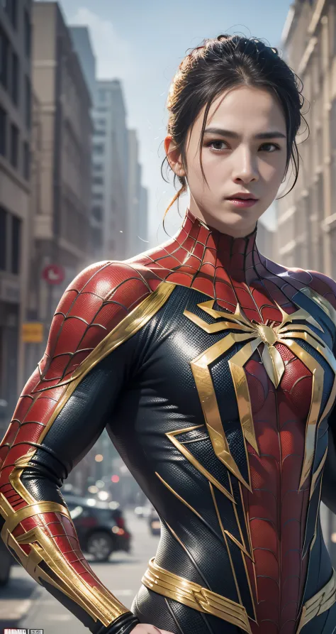 (8k, RAW photo, best quality, masterpiece:1.2), ultra detailed, official art, photo-realistic:1.37, upper body shot, marvel spid...