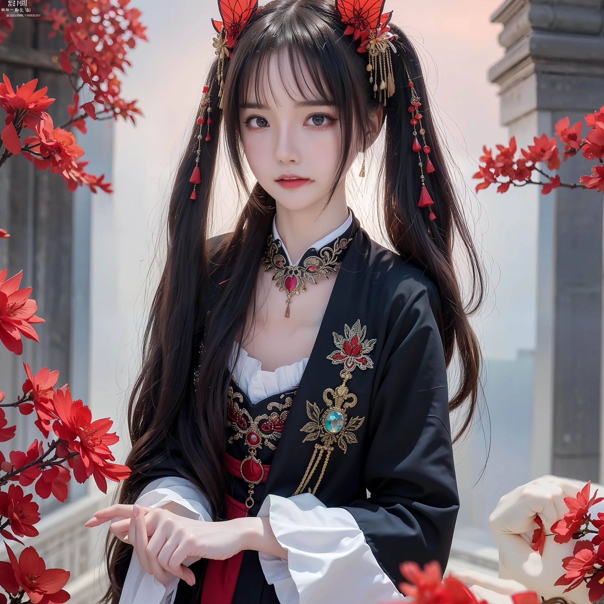 (8k, RAW photo:1.2),best quality, ultra high res,dramatic angle,(fluttered detailed color splashs), (illustration),(((1 girl))),(long hair),(rain:0.9),(hair ornament:1.4),there is an ancient palace beside the girl,chinese clothes,(focus on), color Ink wash painting,(color splashing),colorful splashing,(((colorful))),(sketch:0.8), Masterpiece,best quality, beautifully painted,highly detailed,(denoising:0.6),[splash ink],((ink refraction)), (beautiful detailed sky),moon,highly,detaild,(masterpiece, best quality, extremely detailed CG unity 8k wallpaper,masterpiece, best quality, ultra-detailed),(Lycoris radiata),