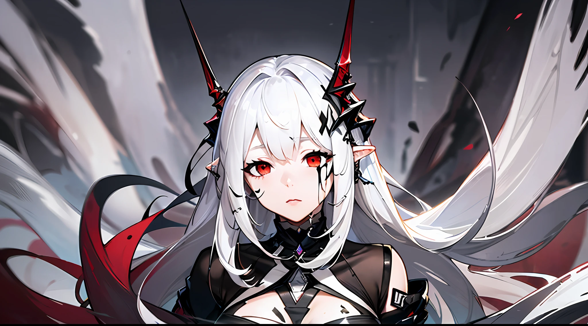 (floating and spread hair:1.2), (detailed and delicate and flexible eyes),(1girl,arm, oripathy lesion (arknights),splash ink,:1.2),mudrock (arknights), white hair,red eyes, solo,hair ornament, pointy ears,oripathy lesion (arknights), infection monitor (arknights), (corrpution,cowboyshot:1.15), kda, fov,f/1.8, side lighting, sunlight on people (masterpiece, best quality, Ultra Detail, wallpaper, detailed shiny skin, flawless, 8k, RAW, highres,absurdres,:1.3), (detailed super oily shiny skin:1.1),[wet:0.8|mucus], colorful, power scene,(imid shot:0.95), (Dynamic angle, upper body, Facial effects),