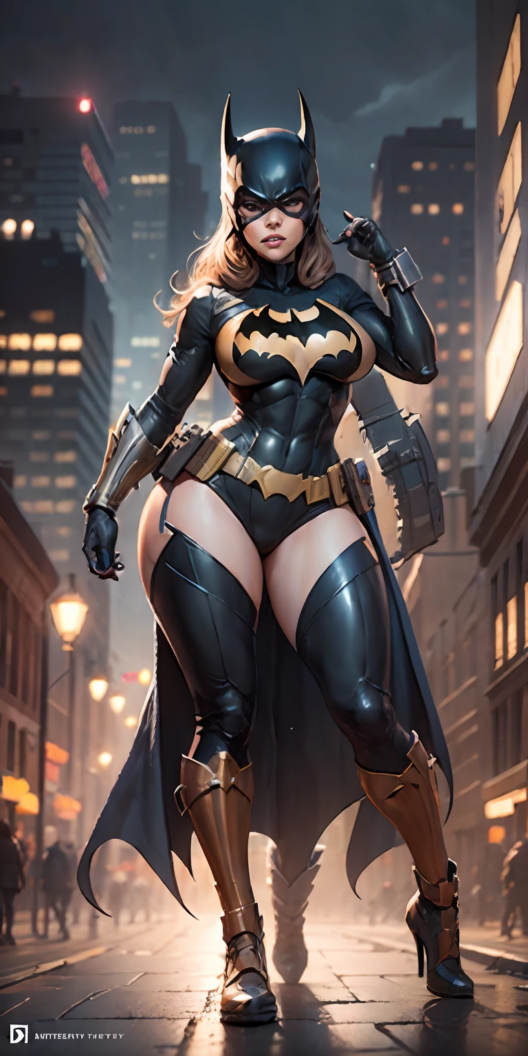 A woman in a batman costume standing on a city street - SeaArt AI