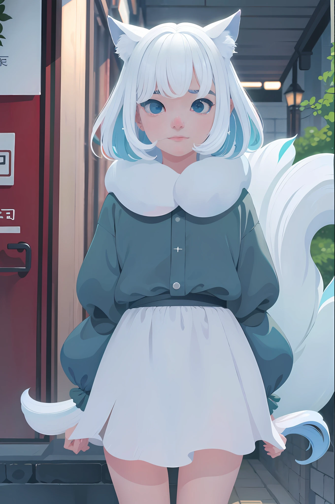 (best qualtiy),(Masterpiece),(High definition).lichen,Anime girl with white hair and blue eyes holding a white cat, Digital anime illustration, Digital anime art, Anime style illustration, anime styled digital art, beautiful anime catgirl, Girl with white hair, Anime style portrait, Anime art style, beautiful anime art style, Girl with short white hair, White Cat Girl, Anime style. 8K, style of anime4 K