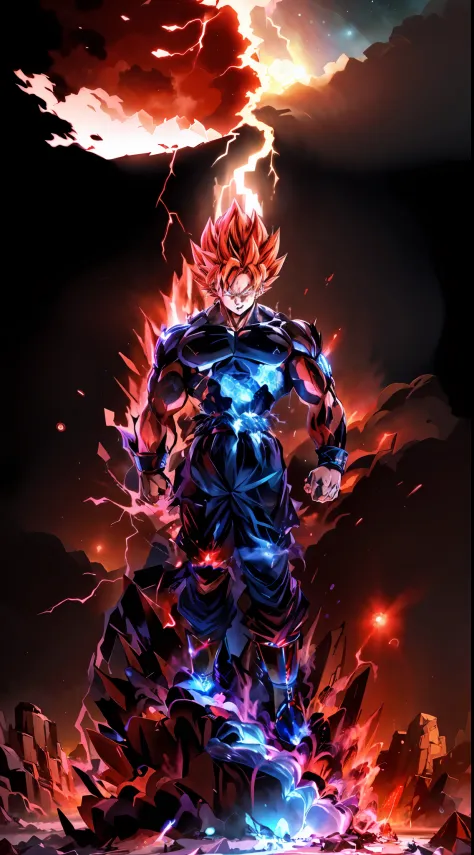 The Super Ice Saiyan girl unleashes huge energy waves that shatter the starry sky and generate huge shock waves. Standing on the...