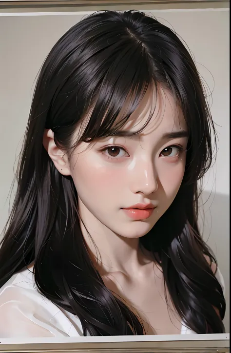 there is a woman with long hair and a white shirt, young lovely Korean faces, Shin Jinying, wan adorable korean face, jaeyeon nam, Cute natural anime face, girl cute-fine face, cute delicate face, hwang se - on, Korean symmetrical face, Kawaii realistic po...