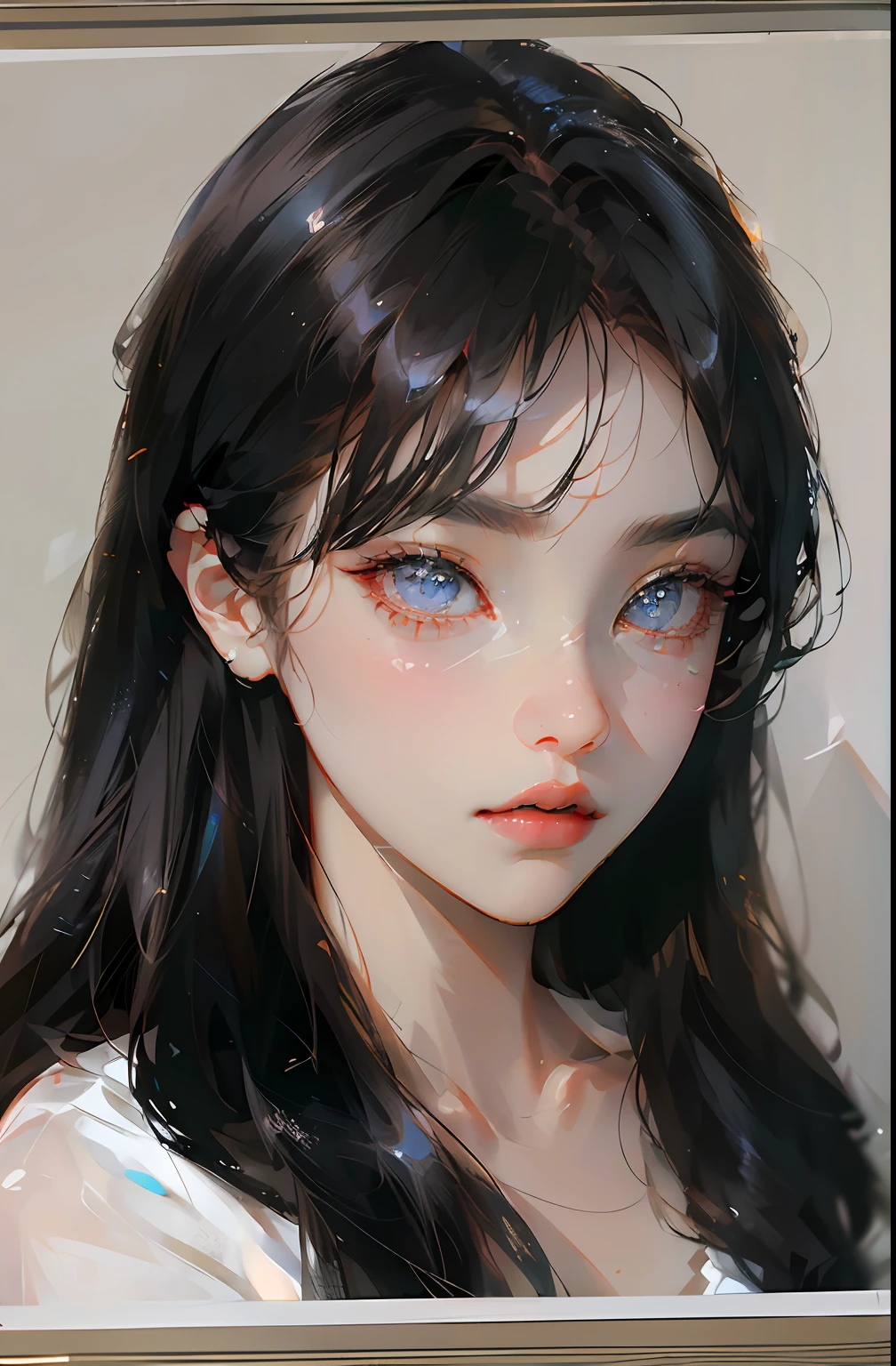 there is a woman with long hair and a white shirt, young lovely Korean faces, Shin Jinying, wan adorable korean face, jaeyeon nam, Cute natural anime face, girl cute-fine face, cute delicate face, hwang se - on, Korean symmetrical face, Kawaii realistic portrait, cute korean actress, young cute wan asian face, ulzzangs