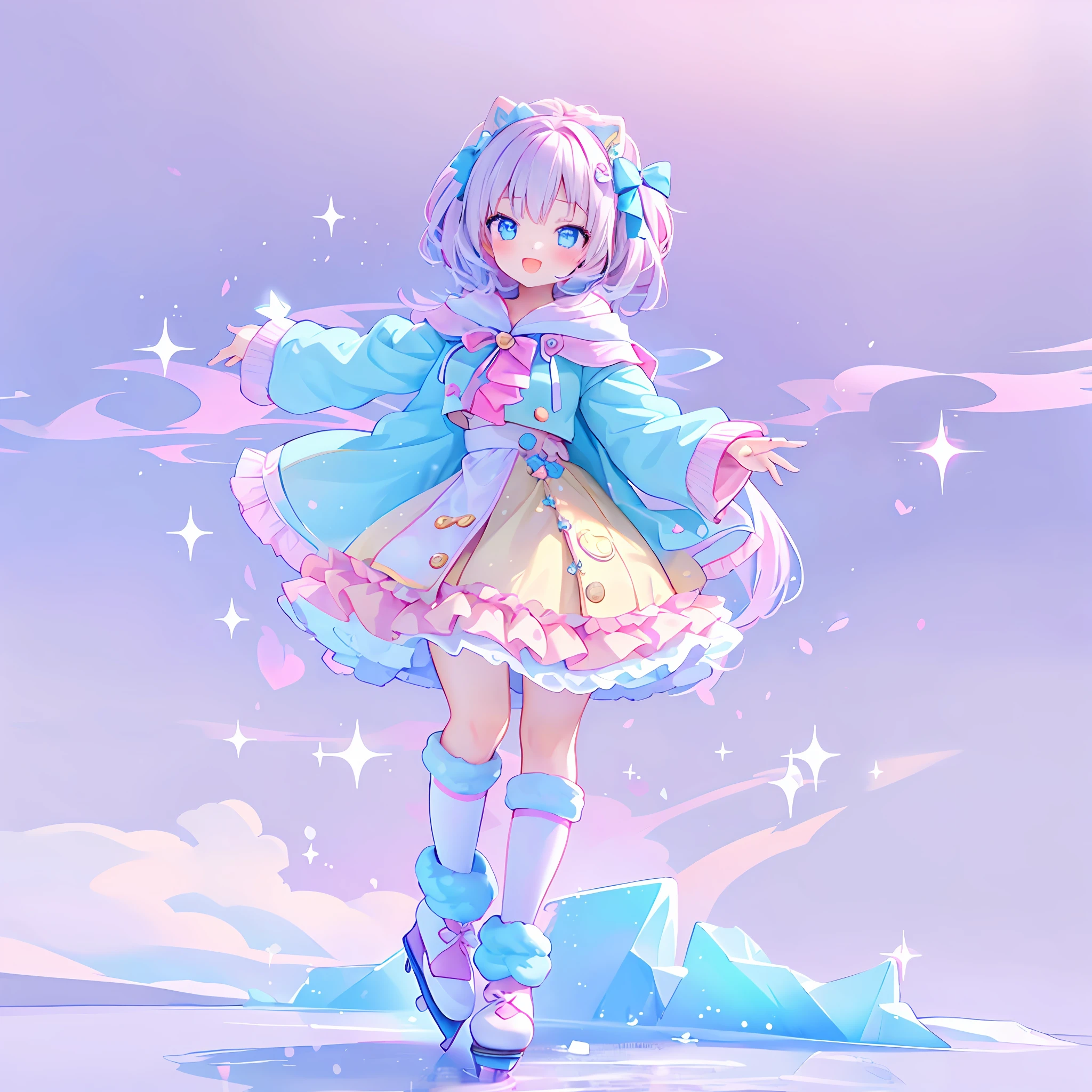 (1girl), idol, ice skating on the frozen lake, kawaiitech, kawaii ...