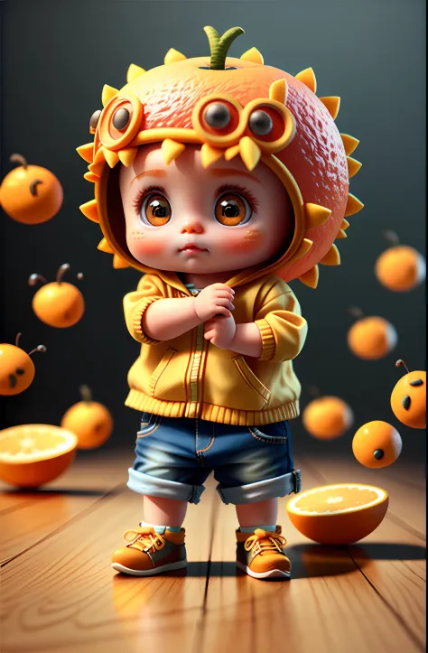 cute baby orange, octane render, unreal engine, highly detailed, intricate