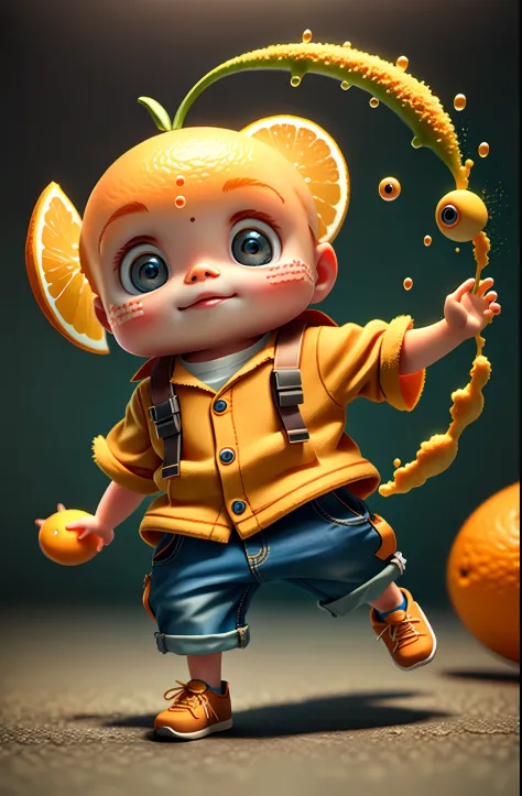 cute baby orange, octane render, unreal engine, highly detailed, intricate