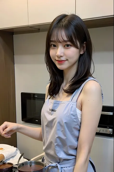 a woman is cooking、(kitchen_apron:1.Wear 3)、good hand、4K、hight resolution、​masterpiece、top-quality、cap:1.3、((Hasselblad photo))、...
