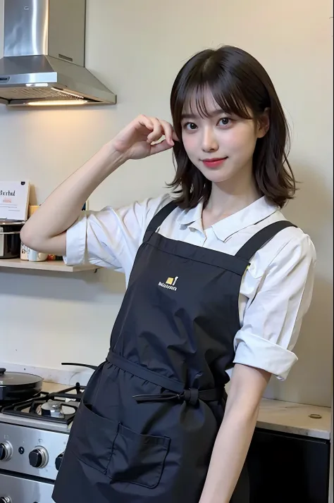 a woman is cooking、(kitchen_apron:1.Wear 3)、good hand、4K、hight resolution、​masterpiece、top-quality、cap:1.3、((Hasselblad photo))、...