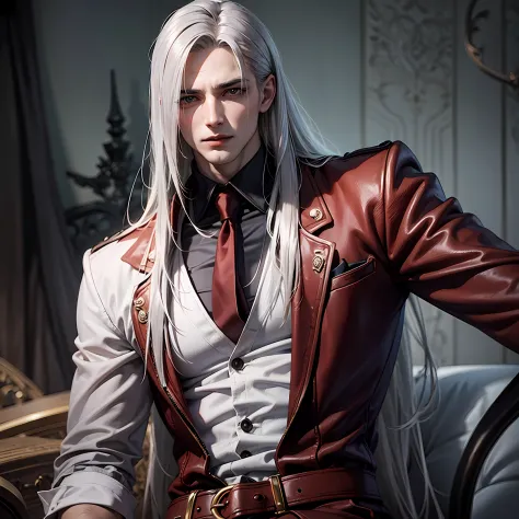 Male vampire with long gray hair