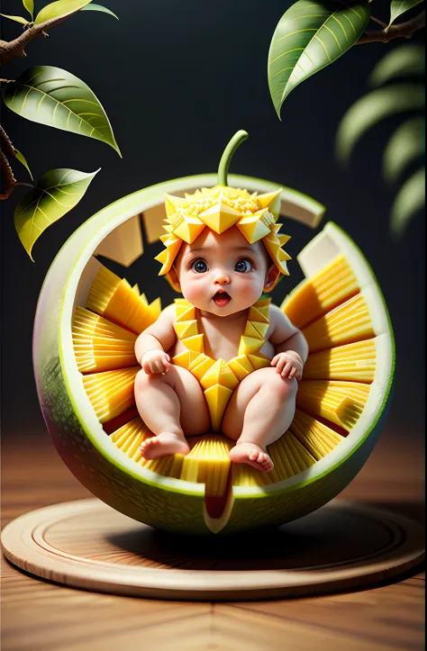cute Mango baby, octane render, unreal engine, highly detailed, intricate