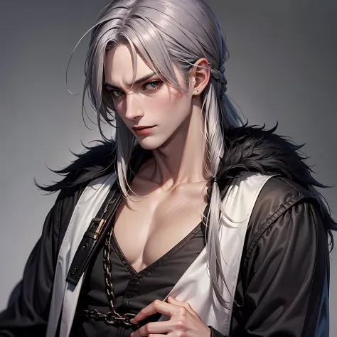 Male vampire with long gray hair