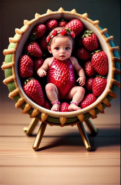 cute strawberry baby, octane render, unreal engine, highly detailed, intricate