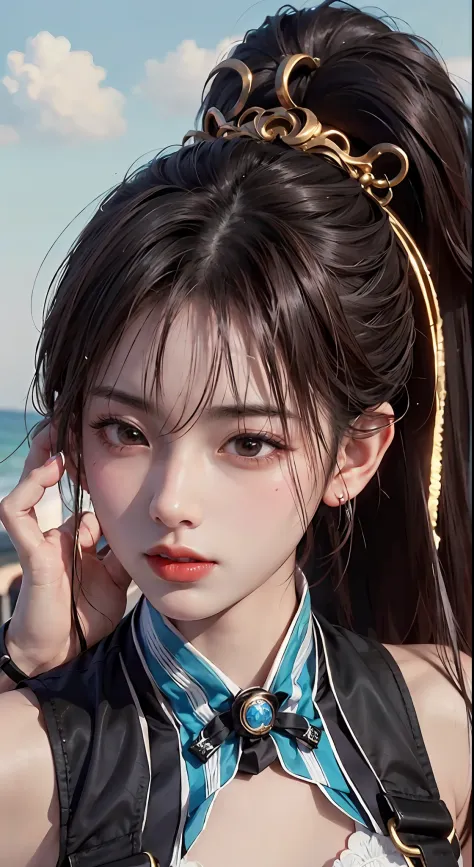 a close up of a woman with a very long hair, Yun Ling, inspired by Li Mei-shu, portrait of tifa lockhart, inspired by Leng Mei, sakimi chan, dead or alive 6, Game CG, Rendu portrait 8k, masuimi max, Katana Zero video game character, As a character in Tekke...