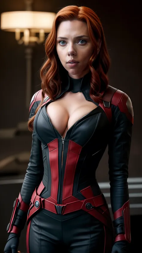 Scarlett Johansson big boobs in black widow cosplay