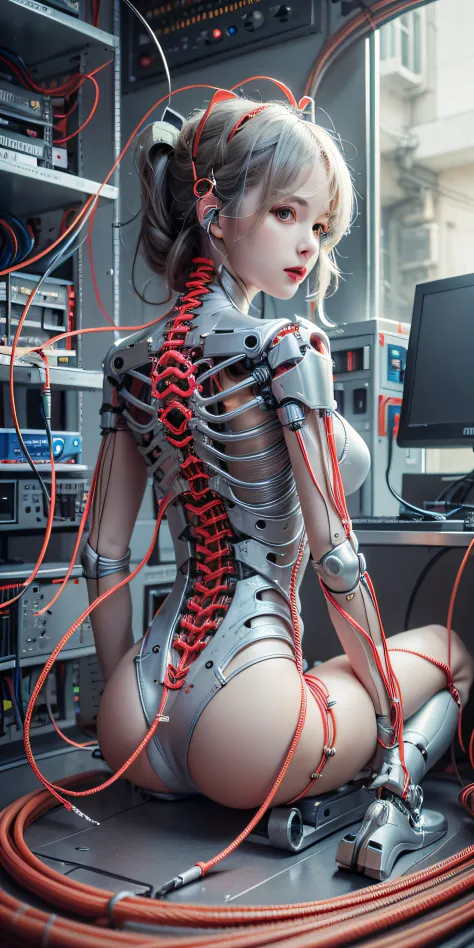 (((masterpiece))), ((((best quality)))), (((ultra-detailed))), (highly detailed CG illustration), ((an extremely delicate and beautiful)),(cute delicate face),cinematic light,((1mechanical girl)),solo,full body,(machine made joints:1.4),((machanical limbs)...