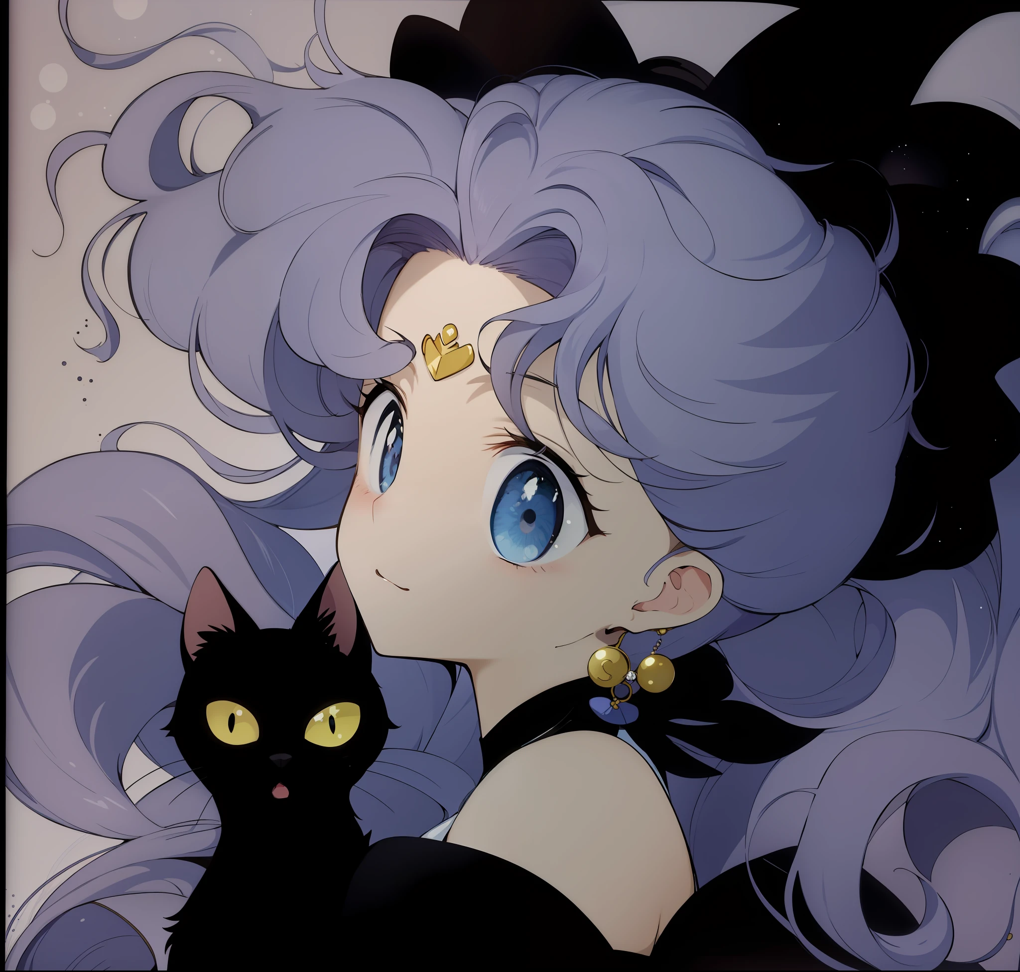 女性のアニメ写真，彼女は膝の上に猫を飼っています, 武内直子に触発されて, 著者：Rumiko Takahashi, 著者：セーラームーン, セーラームーン!!!!!!!!, セーラームーン. 美しい, 美しいアニメ猫娘, とても美しいアニメの猫娘, かわいいアニメの猫娘, セーラームーンの美学, 90年代のアニメアートスタイル, 80年代のアニメアートスタイル