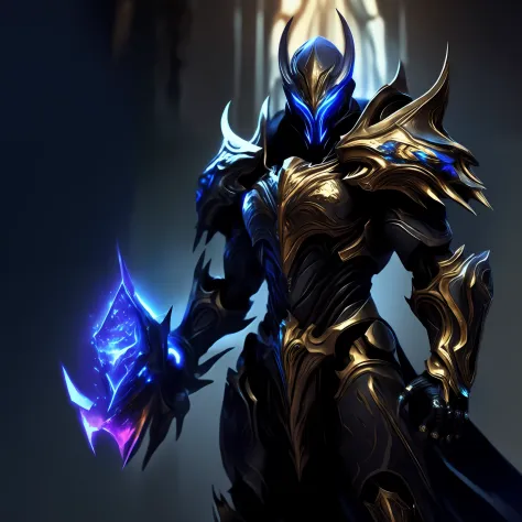 Holding the Protoss Sword,The light emitted from the long sword, Demon armor, League of Legends concept art