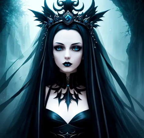 a close up of a woman wearing a crown and a black dress, dark fantasy style  art, fantasy art style, a beautiful fantasy empress, epic fantasy art style  hd - SeaArt AI