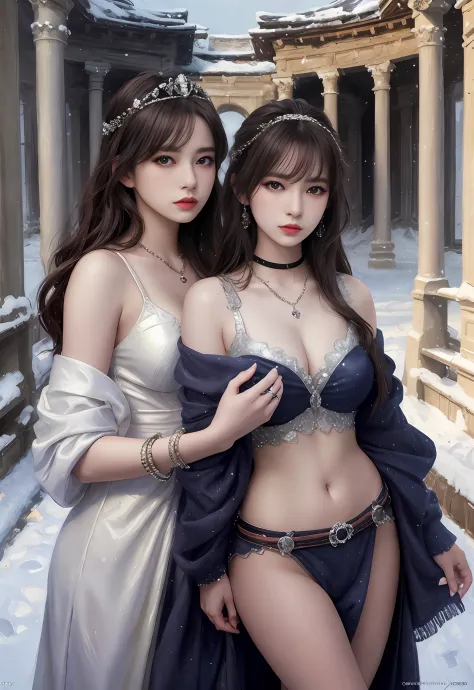 modelshoot style,winter,snowy, (extremely detailed CG unity 8k wallpaper),winter,snowy,full shot body photo of the most beautiful artwork in the world, stunningly beautiful photo realistic cute women, a hyper realistic ultra detailed photograph of a beauti...