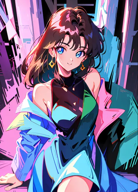 90's anime style，tmasterpiece，best qualityer，highest  quality，realisticlying，perfectanatomy，perfectface，Perfect eyes，Videldbspin...
