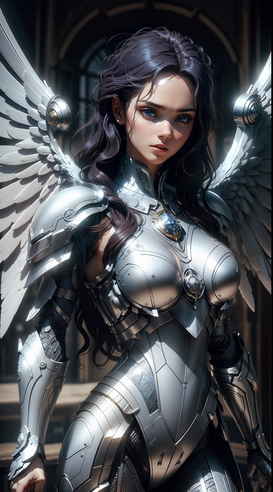 The best，tmasterpiece，CG，8K，Wallpapers，Best light and shadow，Blue Angel，angelicales，the angel's wings，Complex armor