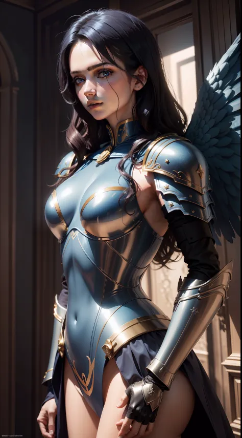 The best，tmasterpiece，CG，8K，Wallpapers，Best light and shadow，Blue Angel，angelicales，the angel's wings，Complex armor