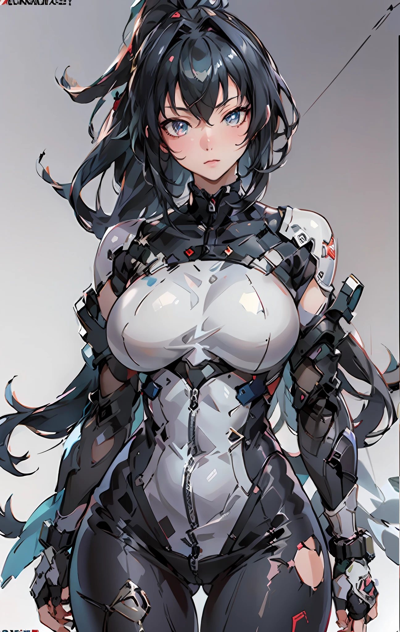 (masterpiece,best quality,ultra-detailed,highres,illustration:1.2),extremely detailed wallpaper,official art, amazing,high detail,ultra-detailed,extremely detailed 8k wallpaper,(character design sheet),(simple background, white background: 1.3),(1girl),(solo),(mature woman:1.2),(plugsuit),perfect anatomy,beautiful face,highponytail hair,big breasts,cowboy shot,standing,looking at viewer