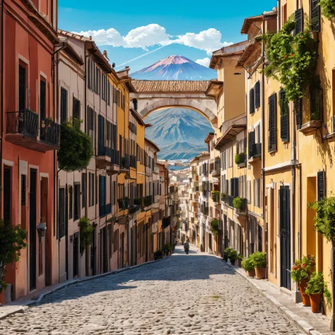 18k 4k ultra-realistas volcanic a prosperous and sophisticated roman city, beautiful streets with preserved greek palaces. from ...