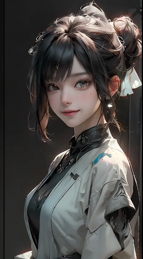 ((beste-qualit)), ((tmasterpiece)), (detailing: 1.4), 3d, image of a beautiful cyberpunk woman, (((smiling))) hdr (high dynamic ...