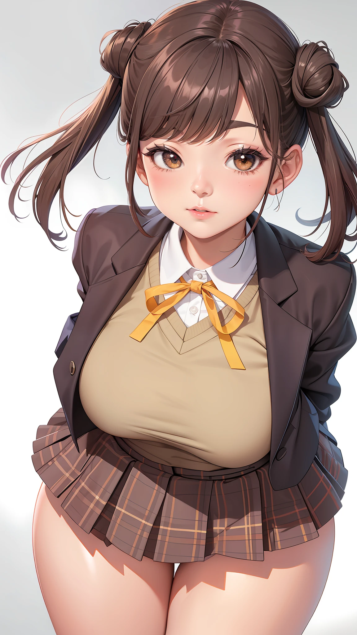 A woman in a school uniform posing for a picture - SeaArt AI