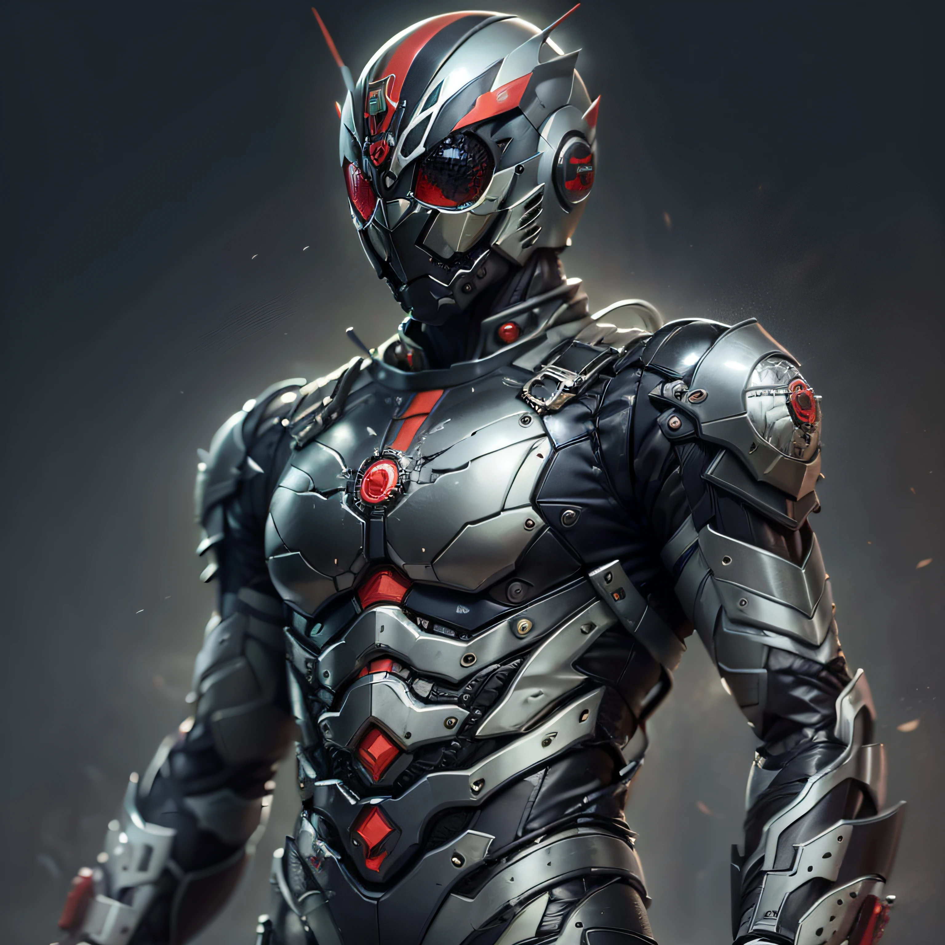 kamen rider, silver armor, gray and black clothes, Techsuit, agente secreto, Robot